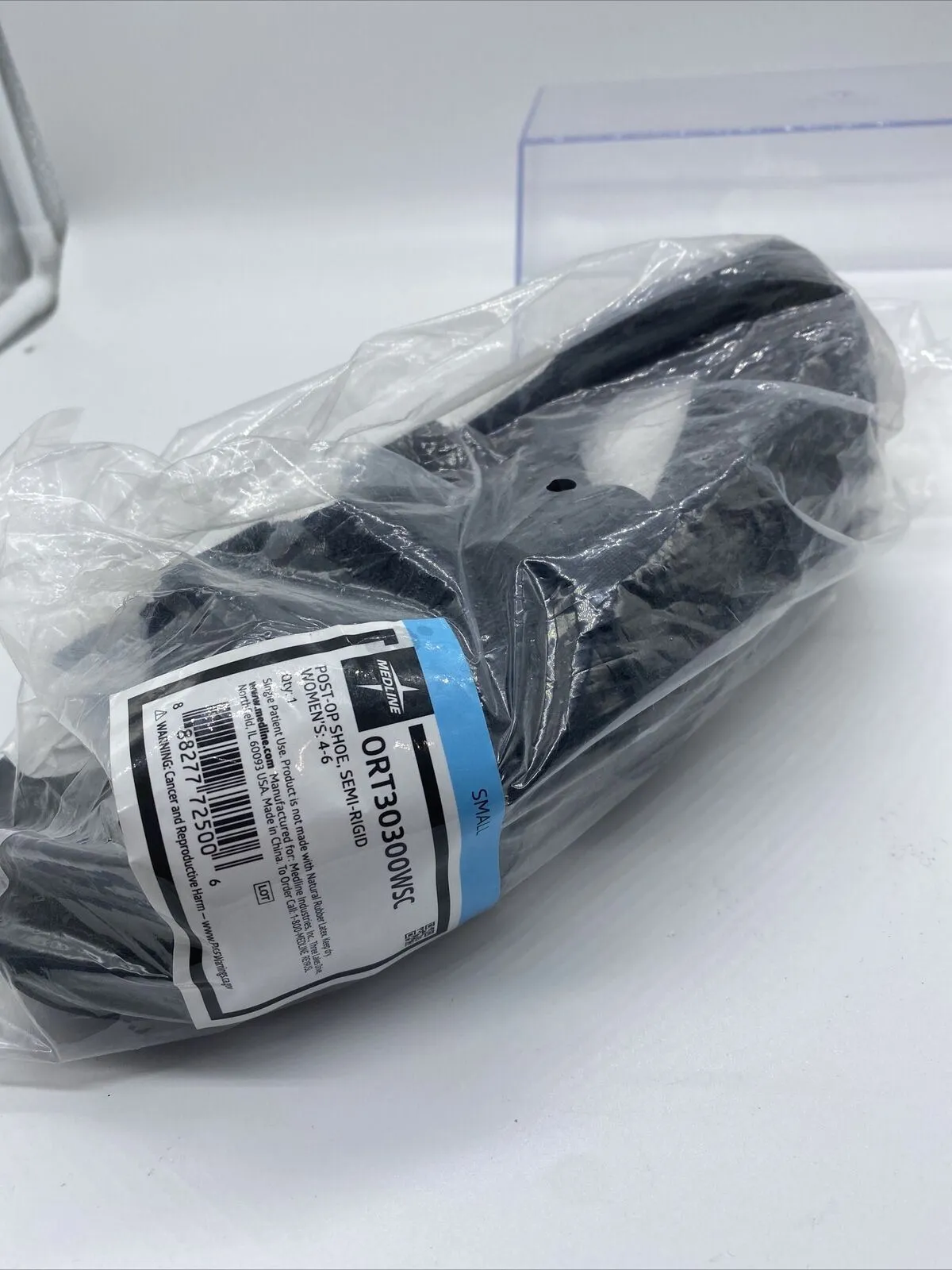 Women MEDLINE Semi rigid Post-Op 1 Shoe Black Small 4-6 Sz Adjustable Slipper