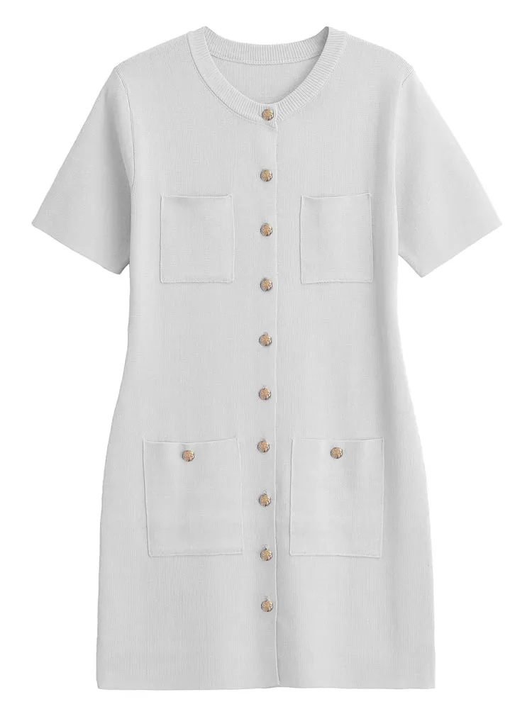 Women Round Neck Short Sleeve Bodycon A-line Dresses