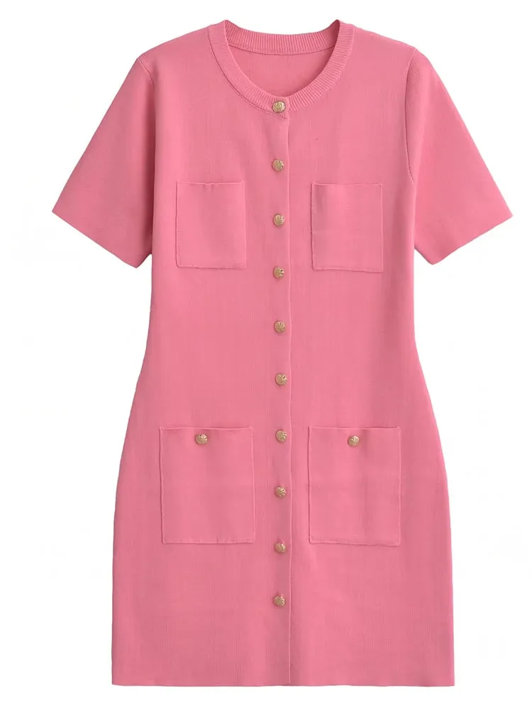 Women Round Neck Short Sleeve Bodycon A-line Dresses