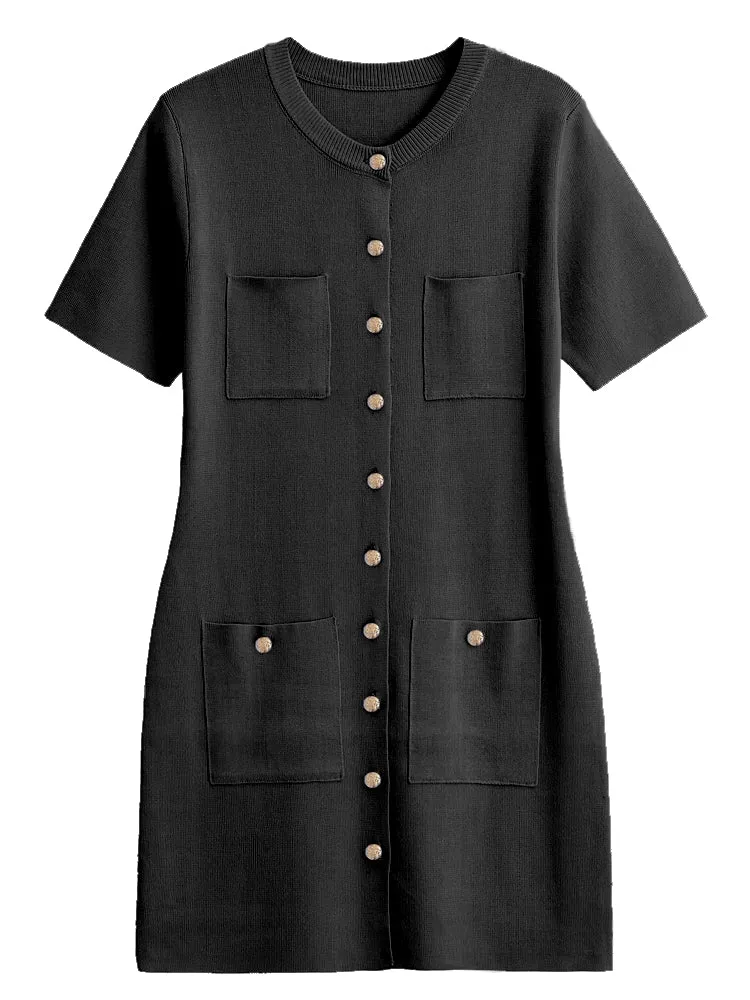 Women Round Neck Short Sleeve Bodycon A-line Dresses