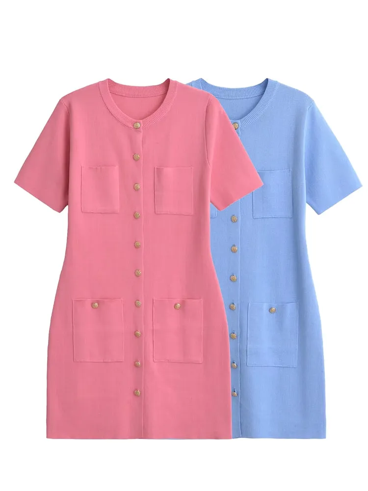 Women Round Neck Short Sleeve Bodycon A-line Dresses