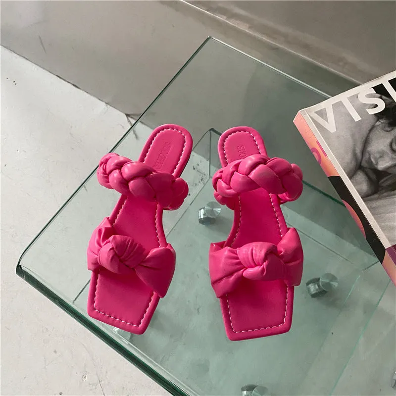 Women's Shoes, Shoes, Sandals, Women's Twist-shaped Sandals And Slippers, Square Toe Flat Mules