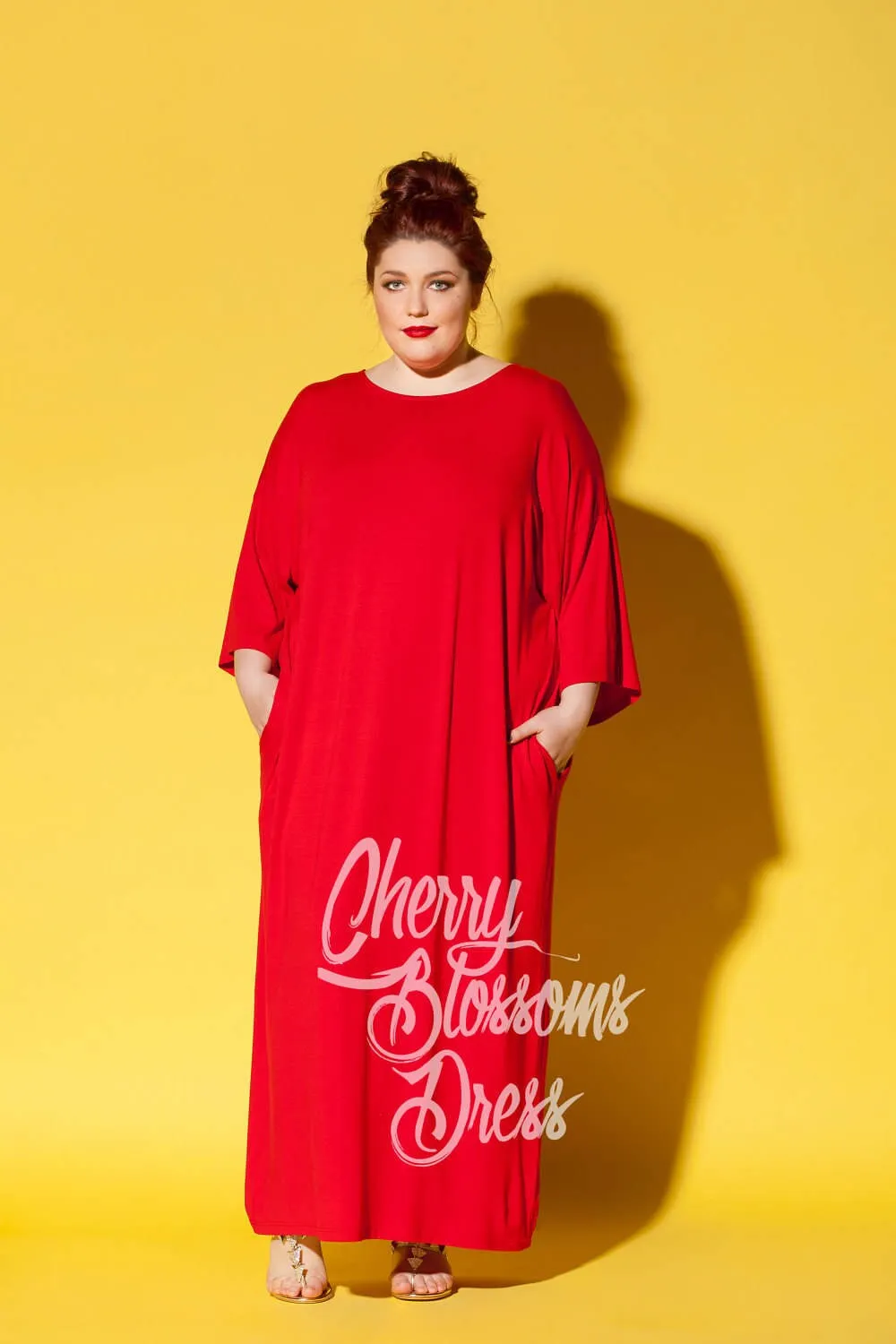 Women's Valentine Dress, Red Plus Size Kaftan Dress, Plus Size Maxi Dress, Loose Fit Maxi Dress, Minimalist Dress
