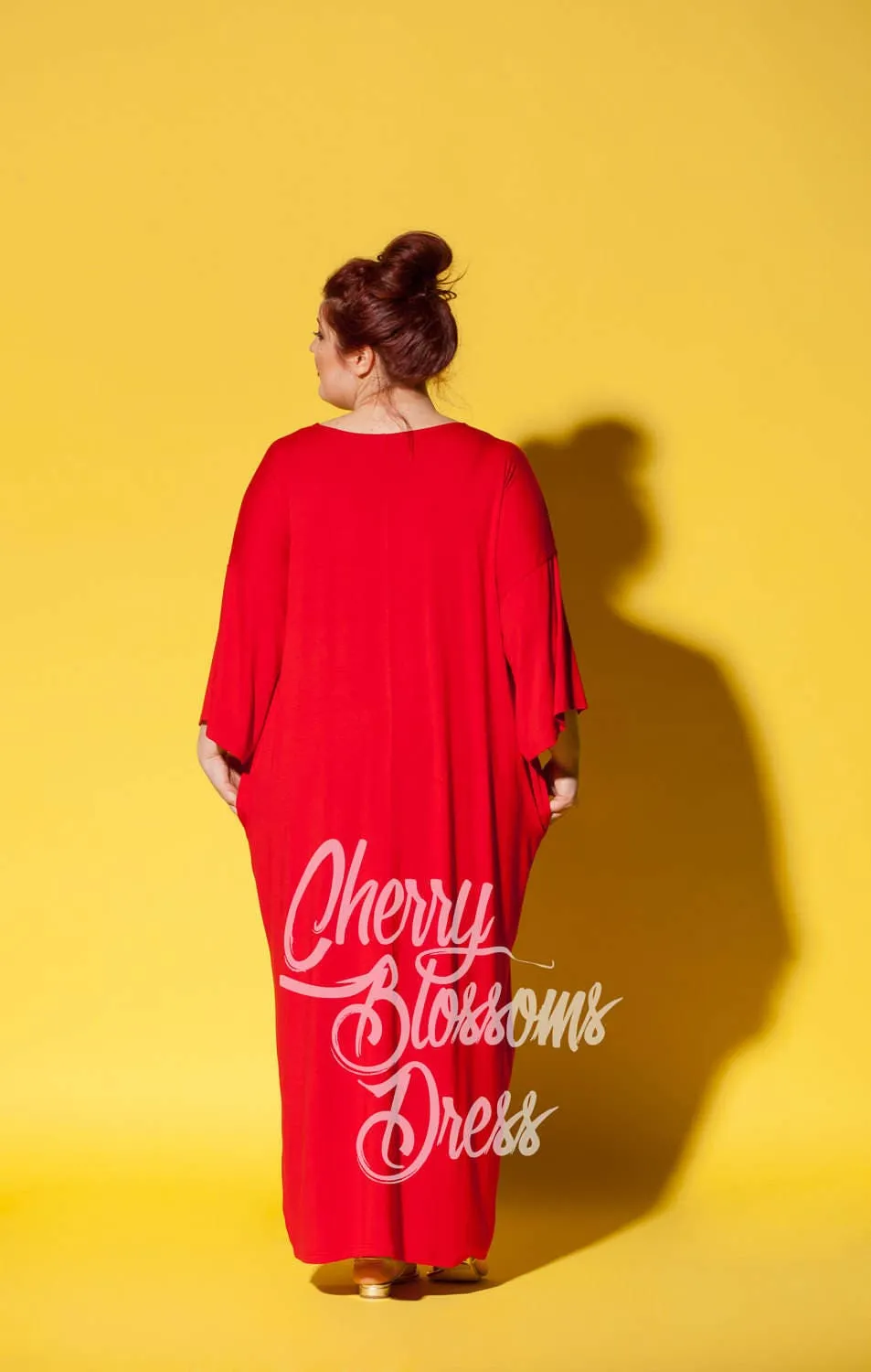 Women's Valentine Dress, Red Plus Size Kaftan Dress, Plus Size Maxi Dress, Loose Fit Maxi Dress, Minimalist Dress