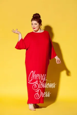 Women's Valentine Dress, Red Plus Size Kaftan Dress, Plus Size Maxi Dress, Loose Fit Maxi Dress, Minimalist Dress