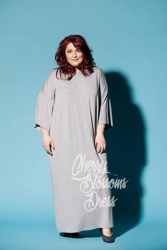 Women's Valentine Dress, Red Plus Size Kaftan Dress, Plus Size Maxi Dress, Loose Fit Maxi Dress, Minimalist Dress